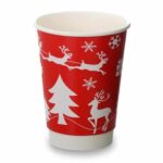 12oz Double Wall Cups Festive Red Design 500