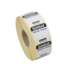 25mm Square Day Of The Week Labels Sunday 1000