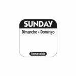 25mm Square Day Of The Week Labels Sunday 1000 2