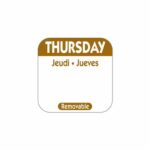 25mm Square Day Of The Week Labels Thursday 1000 2