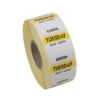 25mm Square Day Of The Week Labels Tuesday 1000