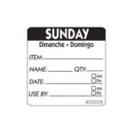 50mm Square Day Of The Week Labels Sunday 500 2