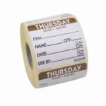 50mm Square Day Of The Week Labels Thursday 500