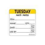 50mm Square Day Of The Week Labels Tuesday 500 2