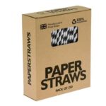 Paper Drinking Straws Black Stripe 250