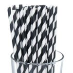 Paper Drinking Straws Black Stripe 250 2