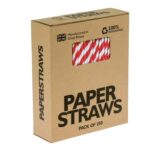 Paper Drinking Straws Red Stripe 250