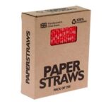Paper Drinking Straws Red White Snowflakes 250