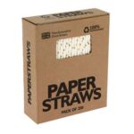 Paper Drinking Straws White Gold Stars 250