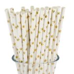 Paper Drinking Straws White Gold Stars 250 2