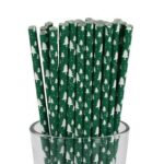 Paper Straws Green White Christmas Trees 250 2