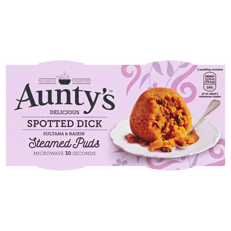 Auntys Spotted Dick Steamed Puddings 2 Pack 190G