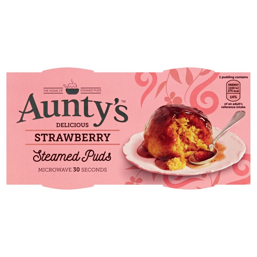 Auntys Strawberry Steamed Puddings 2X95g
