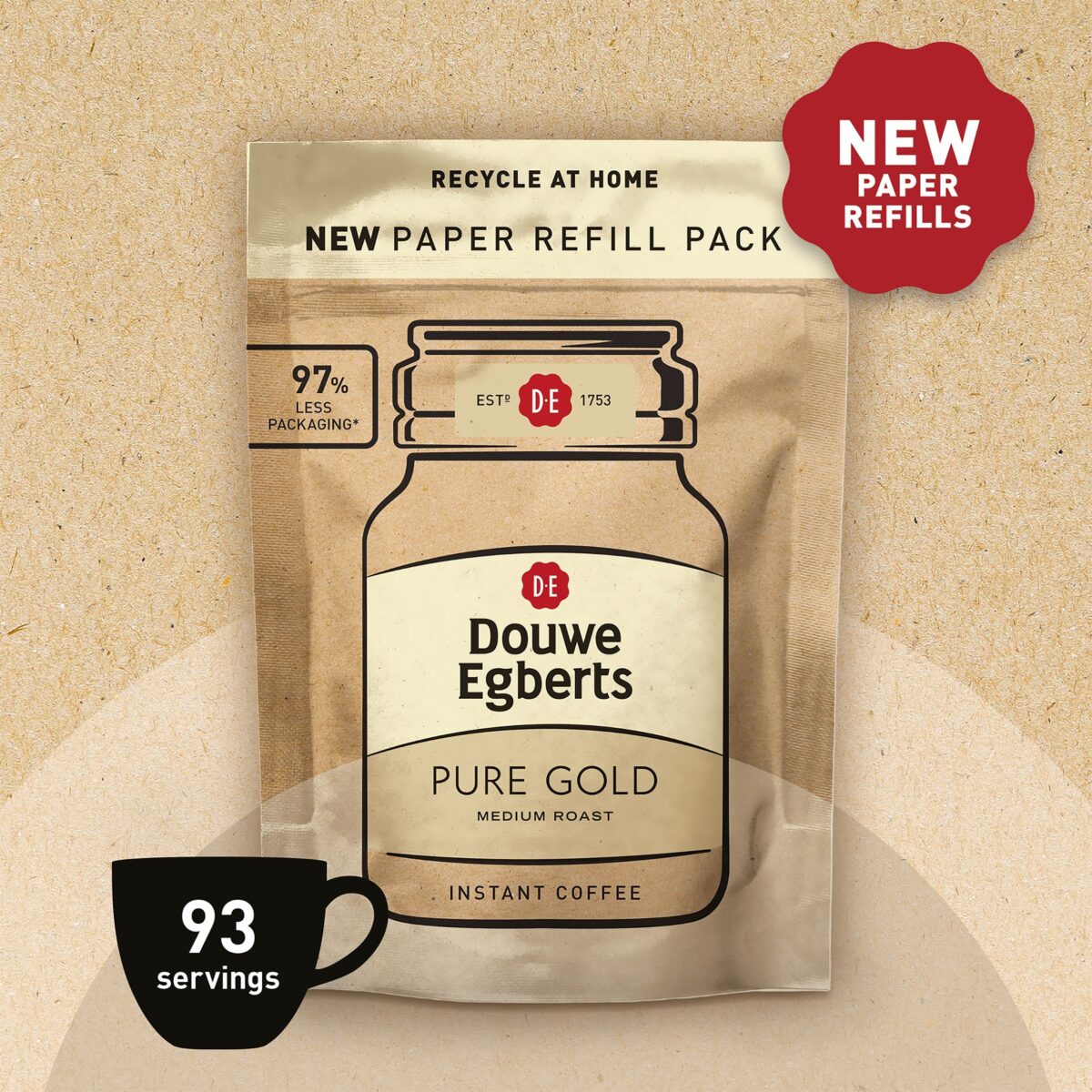 Douwe Egberts Pure Gold Paper Refill Instant Coffee 150G 2
