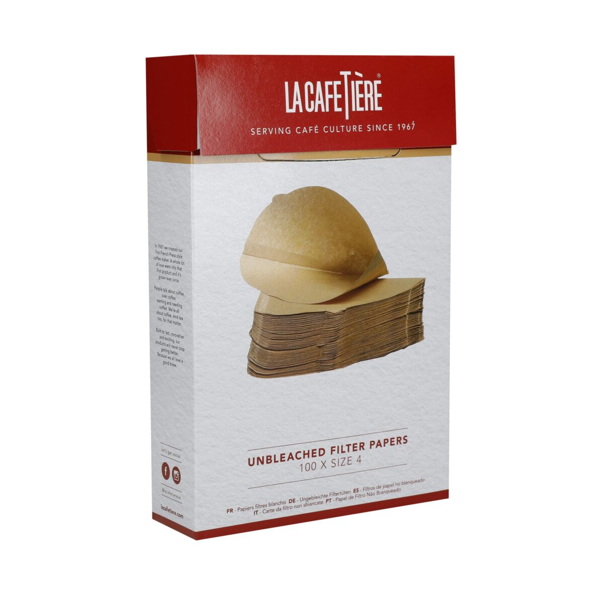 La Cafetiere Coffee Filter Papers Brown Size 4 100 Pack 2