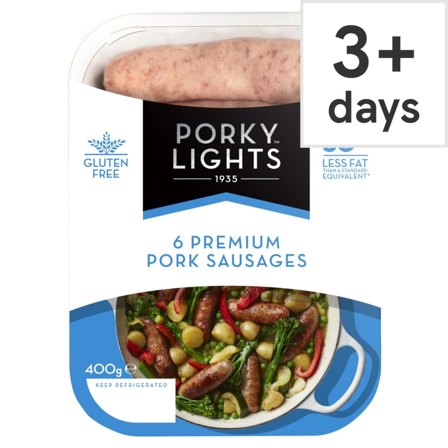 Porky-Lights-6-Premium-British-Low-Fat-Pork-Sausages-400G