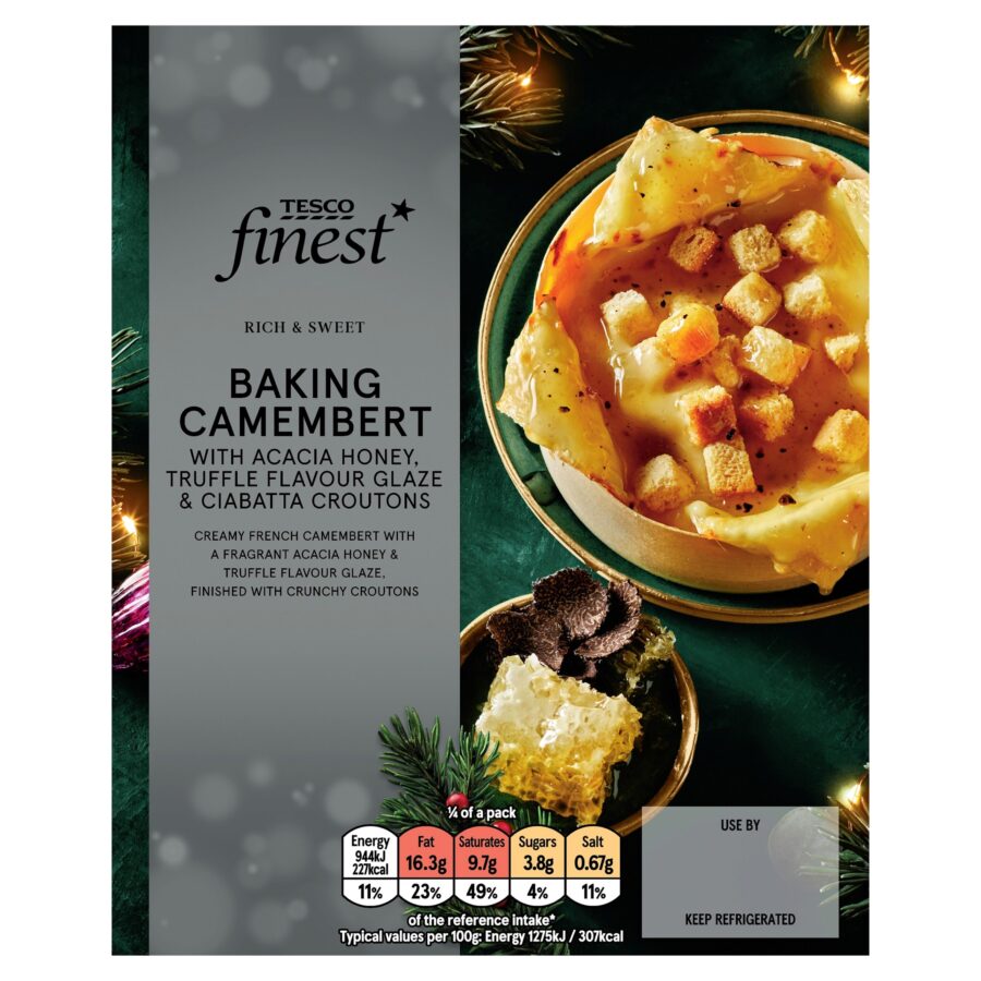TESCO-FINEST-BAKING-CAMEMBERT-with-ACACIA-HONEY-TRUFFLE-FLAVOURED-GLAZE-and-CROUTONS-295g