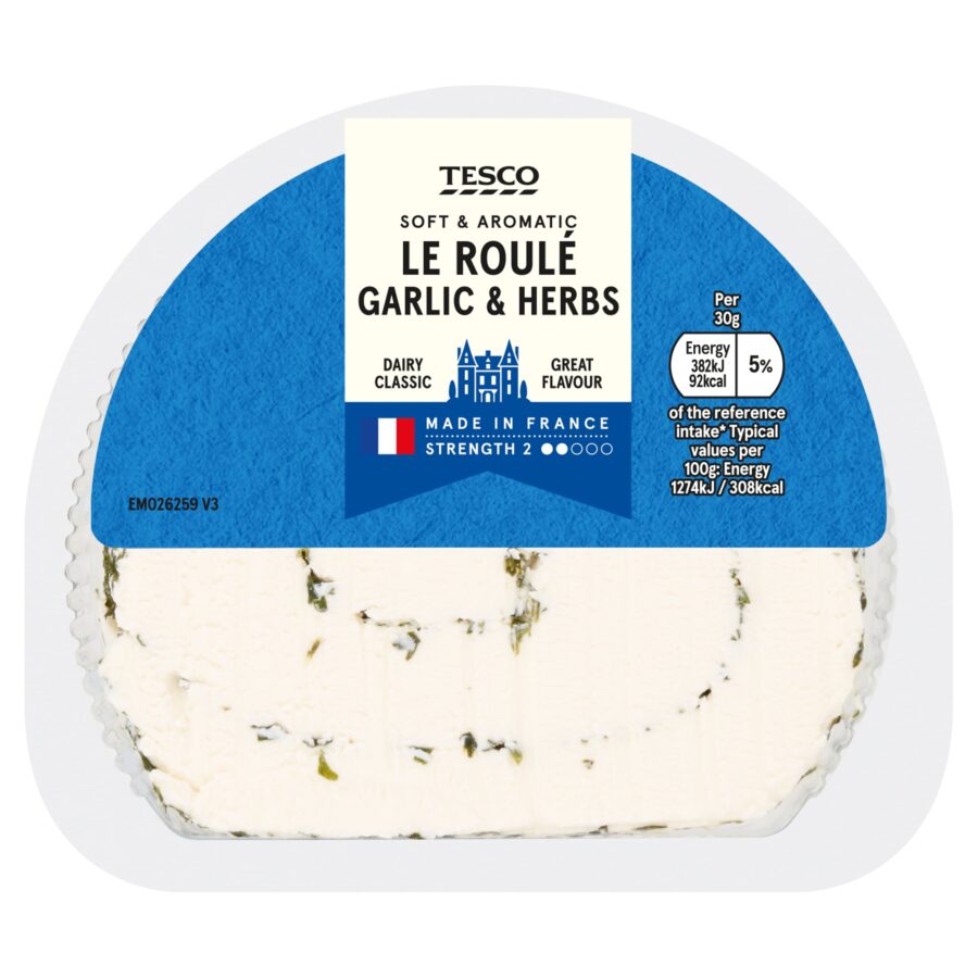 TESCO-FRENCH-LE-ROULE-GARLIC-AND-HERBS-SOFT-CHEESE-125-g