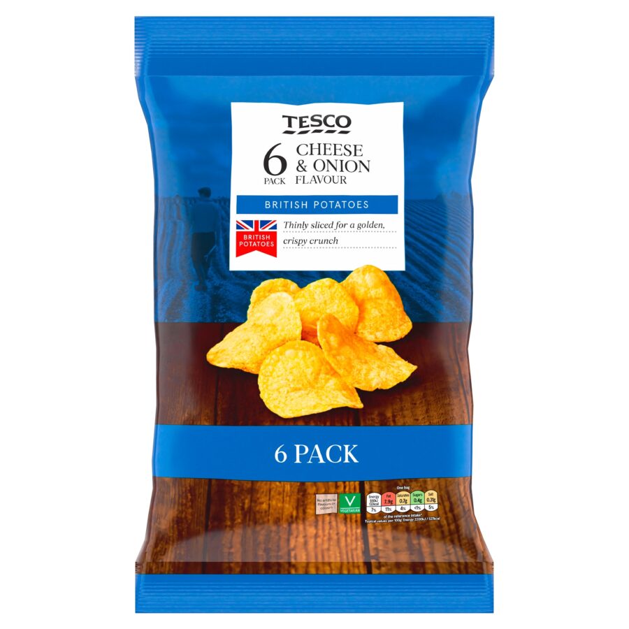 Tesco Cheese & Onion Crisps 6X25g