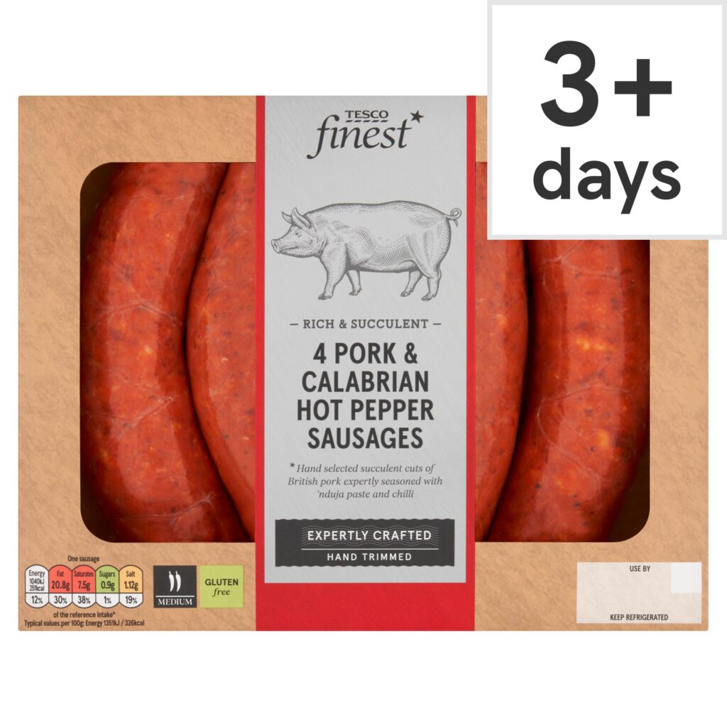 Tesco-Finest-4-Pork-Calabrian-Hot-Pepper-Sausages-440g