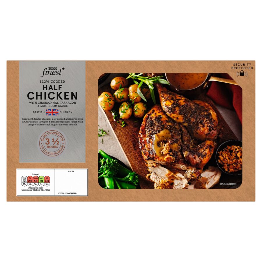Tesco-Finest-Slow-cooked-British-12-Chicken-basted-with-Chicken-stock-with-a-Chardonney-Tarragon-Mushroom-sauce-948g