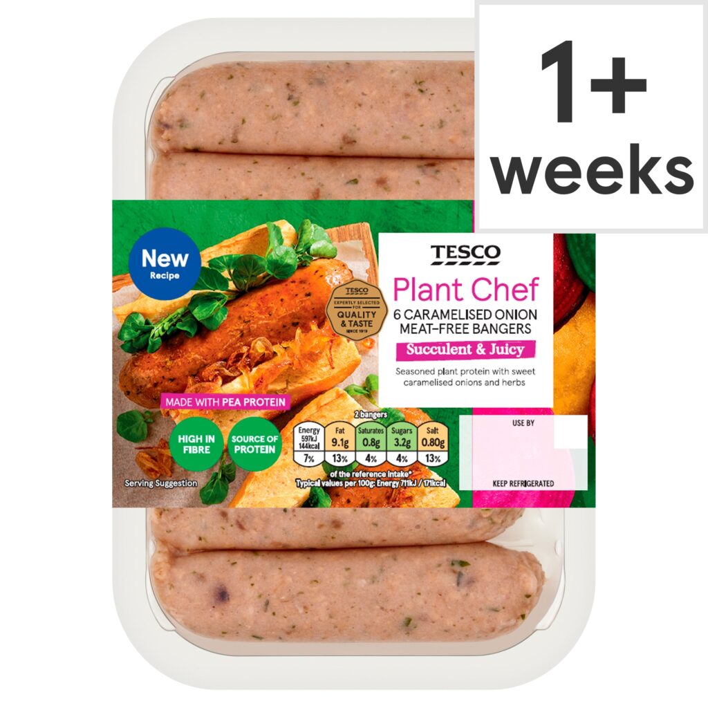Tesco-Plant-Chef-6-Caramelised-Onion-Meat-Free-Bangers-300g