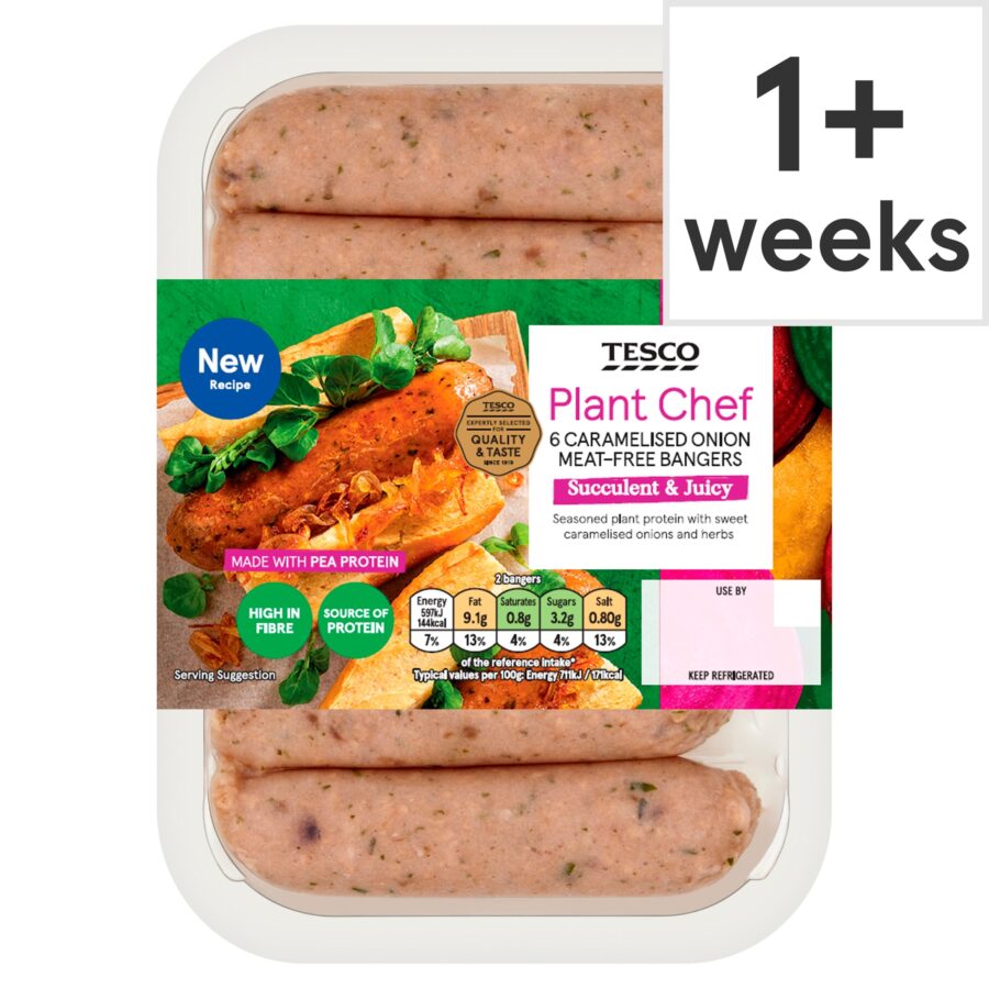 Tesco-Plant-Chef-6-Caramelised-Onion-Meat-Free-Bangers-300g