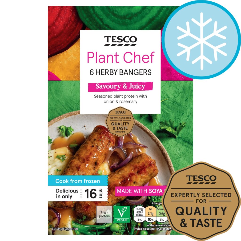 Tesco-Plant-Chef-6-Herby-Bangers-300G