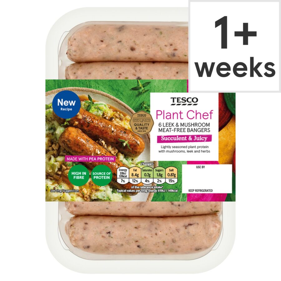 Tesco-Plant-Chef-6-Leek-Mushroom-Meat-Free-Bangers-300G