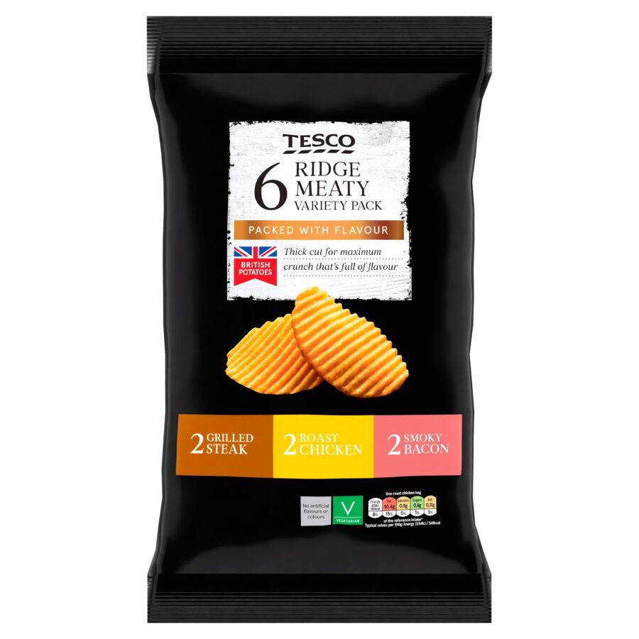 Tesco Ridge Meaty Variety Pack Crisps 6x30g